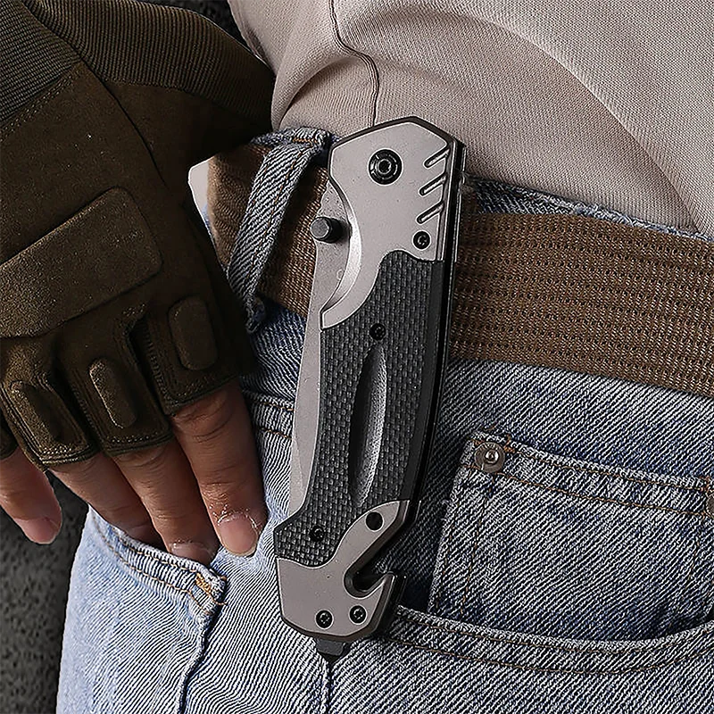Cuchillo de Supervivencia Multifuncional Plegable para Camping y Senderismo